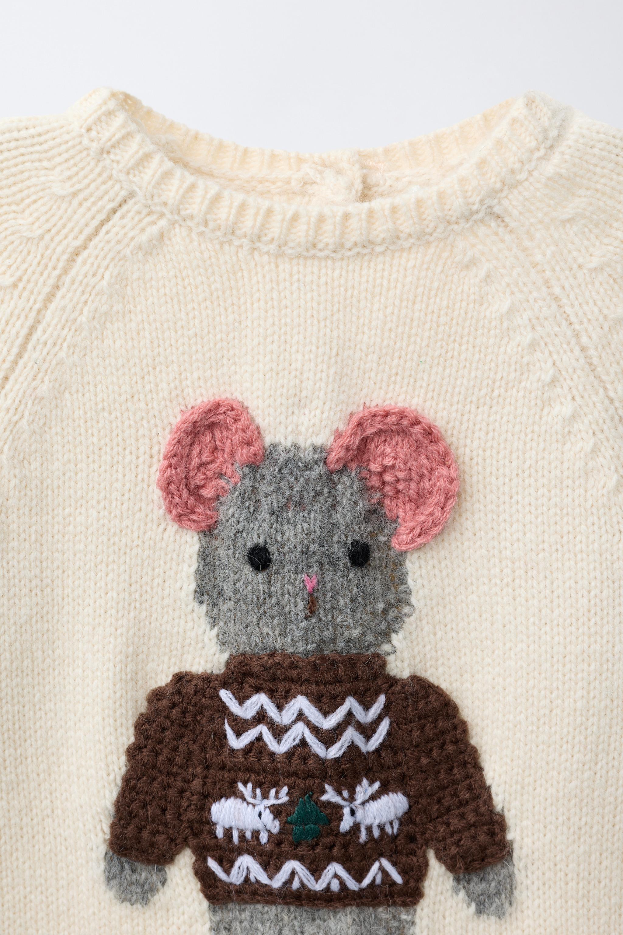 KNIT JUMPSUIT WITH EMBROIDERED MOUSE